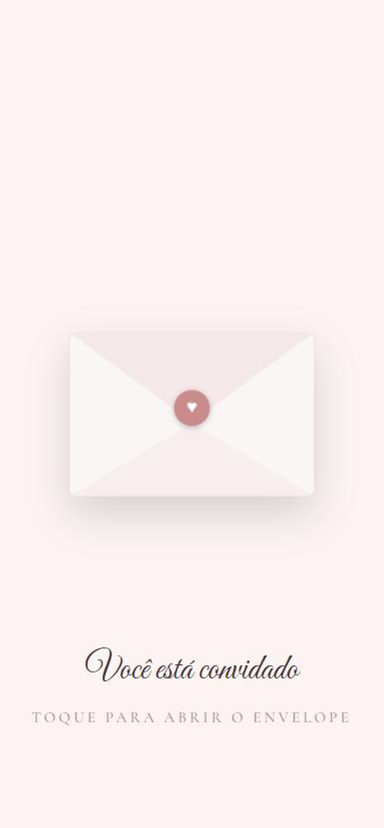 Convite fechado em forma de envelope no celular